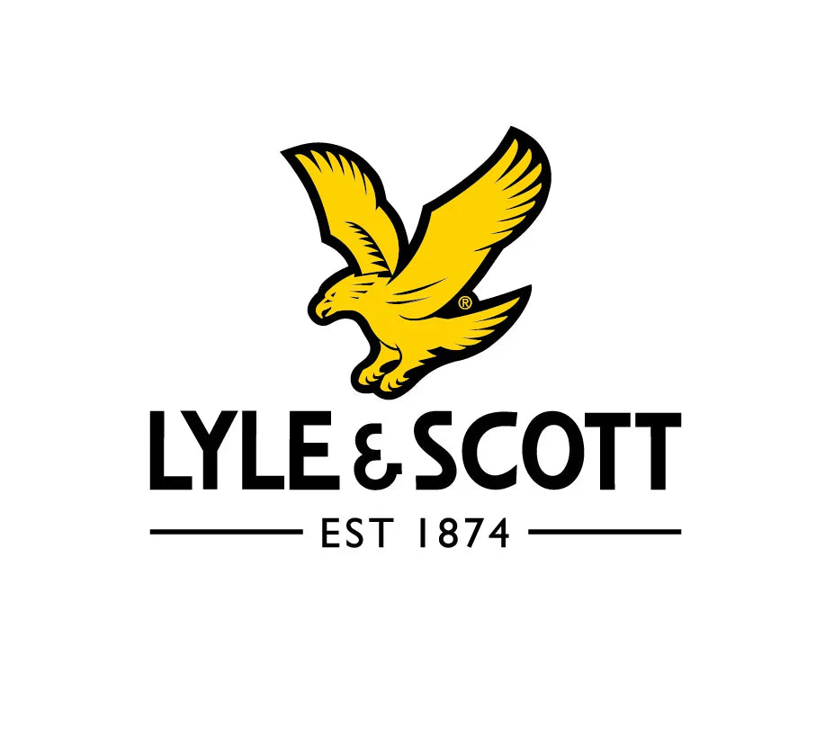 Yellow eagle logo with Lyle & Scott EST 1874 text beneath in Lyle & Scott collection.