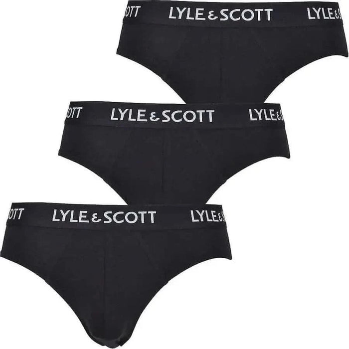 Lyle & Scott men underwear, 3 pack black briefs with white lettering