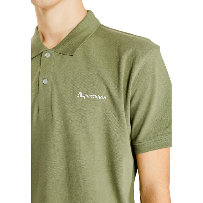 Aquascutum Hommes Polo Vert 100% Coton Manches Courtes