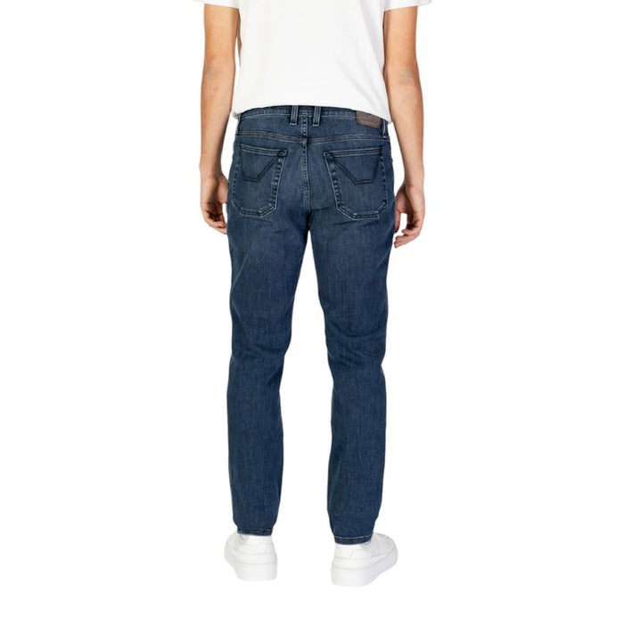 Jeckerson Hommes Jeans Bleus avec Fermeture Eclair et Bouton