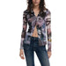 Abstract floral print long sleeve blouse from Desigual in black, perfect for women