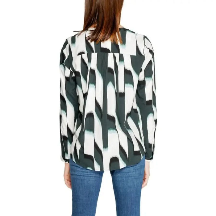 Abstract patterned black and white blouse with long sleeves from Street One Women Shirt