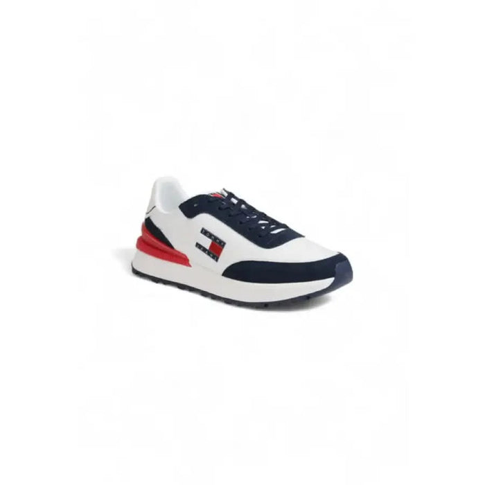 Athletic sneaker in white, navy, and red with Tommy Hilfiger logo for men