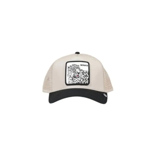 Beige and black trucker hat with rooster patch from Goorin Bros Fall Winter Collection