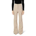 Beige high-waisted flared trousers from Silence Women Trousers collection