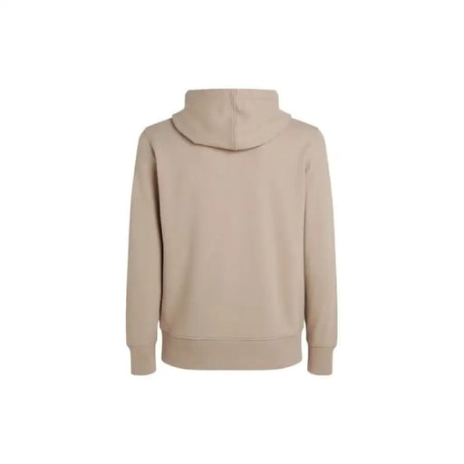 Beige hooded sweatshirt from the back, featured in Calvin Klein Men Sweatshirts collection