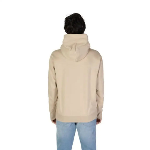 Beige hooded sweatshirt from behind in New Balance Men Sweatshirts collection