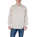 Beige long-sleeved button-down shirt by Calvin Klein Jeans for men