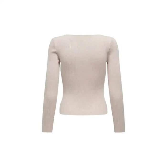 Beige long-sleeved fitted sweater from Only Women Knitwear for stylish comfort