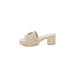 Beige platform Guess Women Sandals with chunky heel and circular embellishment on upper