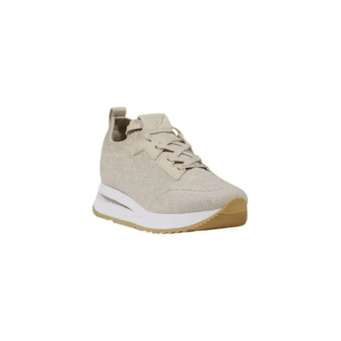 Beige platform sneaker from Guess Women’s collection featuring stylish laces