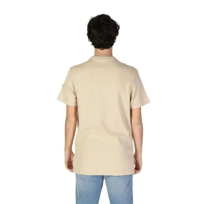 Beige short-sleeved t-shirt back view from Calvin Klein Jeans Men collection