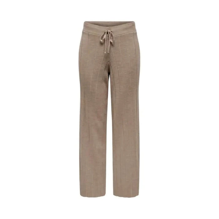 Beige drawstring sweatpants with straight legs and relaxed fit by Only Women Trousers