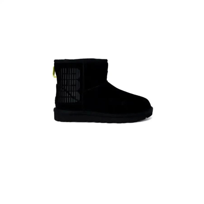 Black ankle boot with textured side panel and yellow pull tab by Ugg - Ugg Women Boots