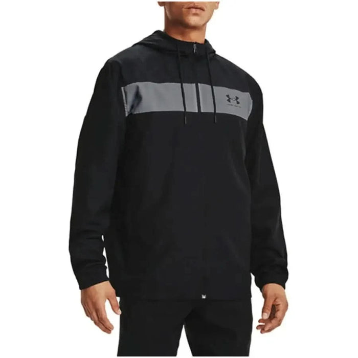 Black Under Armour hoodie with gray stripe for men in Under Armour Men Blazer