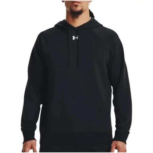 Black Under Armour hoodie sweatshirt with small logo on chest for men