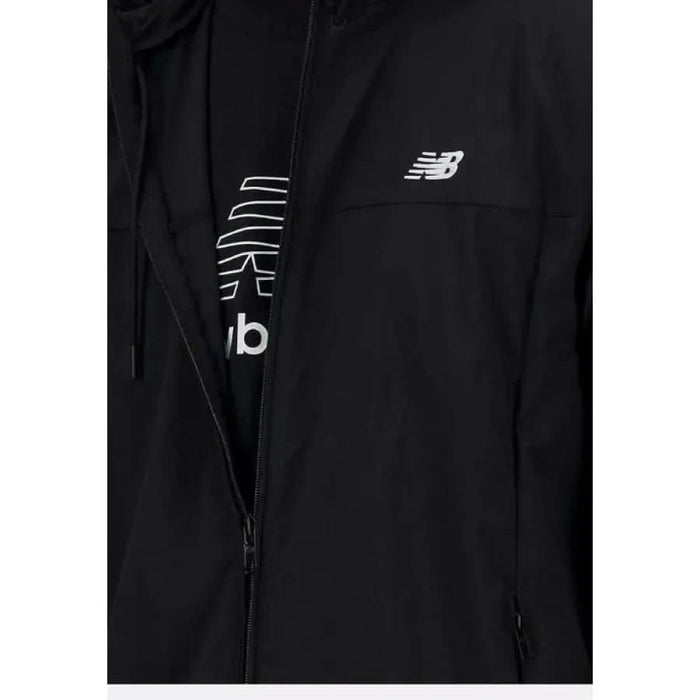 Black athletic jacket featuring New Balance logo and branding, New Balance Men Blazer