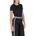 Black athletic outfit with cropped t-shirt and wide-leg pants by Moschino Underwear