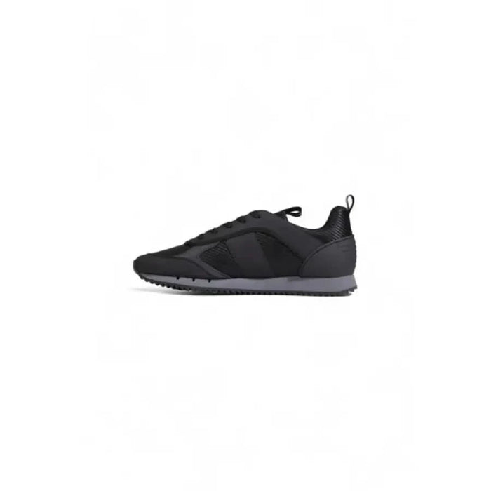 Black Ea7 Men Sneakers featuring a sleek, low-profile athletic design