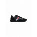 Black athletic sneaker with red and white stripes for Tommy Hilfiger Jeans Men Sneakers