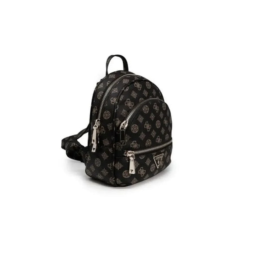 Black backpack with skull pattern and silver zippers from Guess Women Bag collection