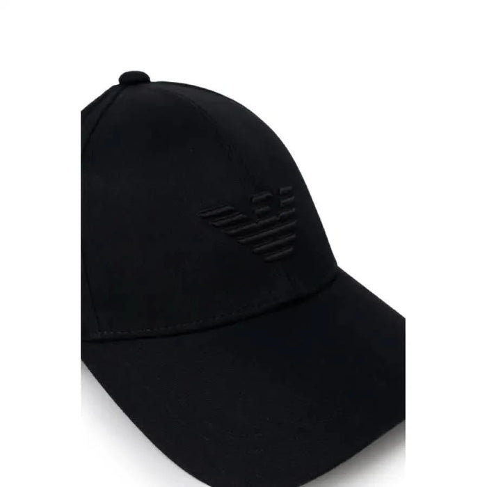 Black baseball cap featuring embroidered logo from Emporio Armani Underwear collection