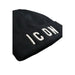 Black beanie hat with white ICON embroidery from Icon Men Cap collection