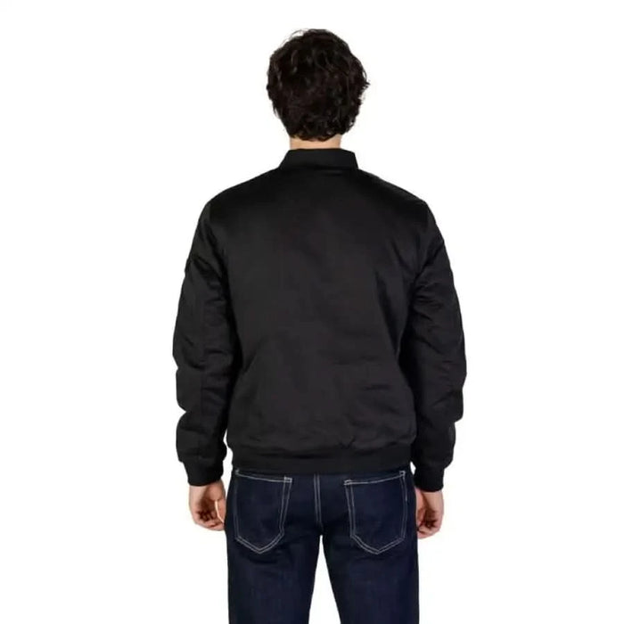 Black bomber jacket view from behind in Gianni Lupo Men Jacket collection