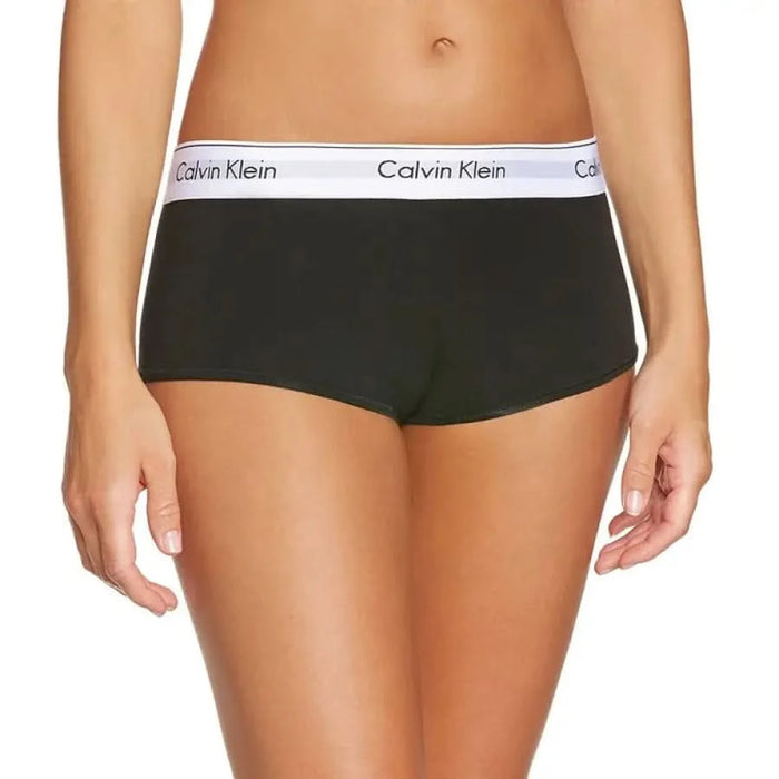 Black Calvin Klein women’s boxer briefs with white waistband - Calvin Klein Underwear