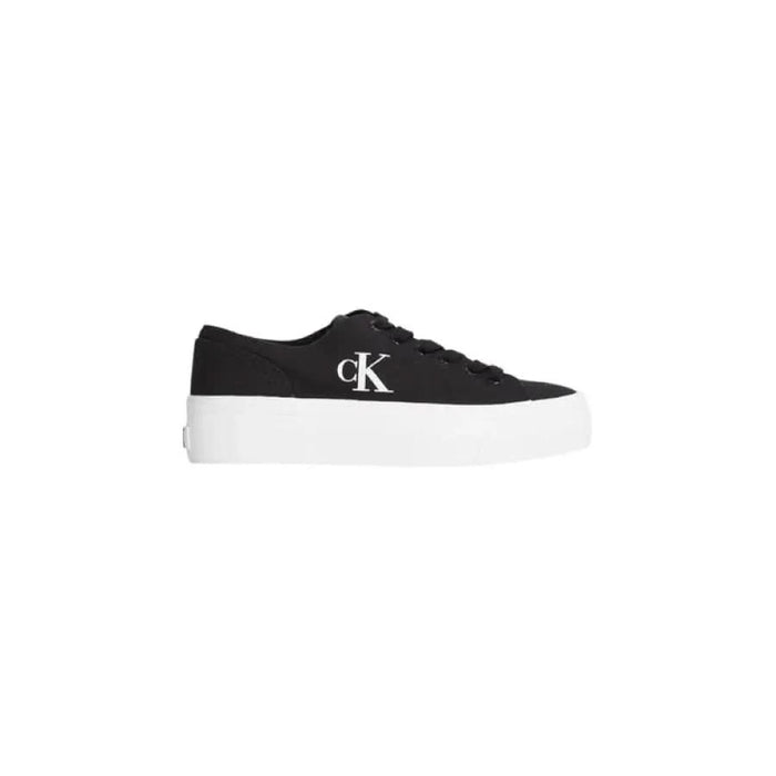 Black Calvin Klein platform sneaker in Calvin Klein Jeans Women’s black leather and cotton sneakers