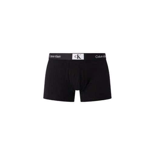 Black Calvin Klein boxer briefs featuring an elastic branded waistband for men