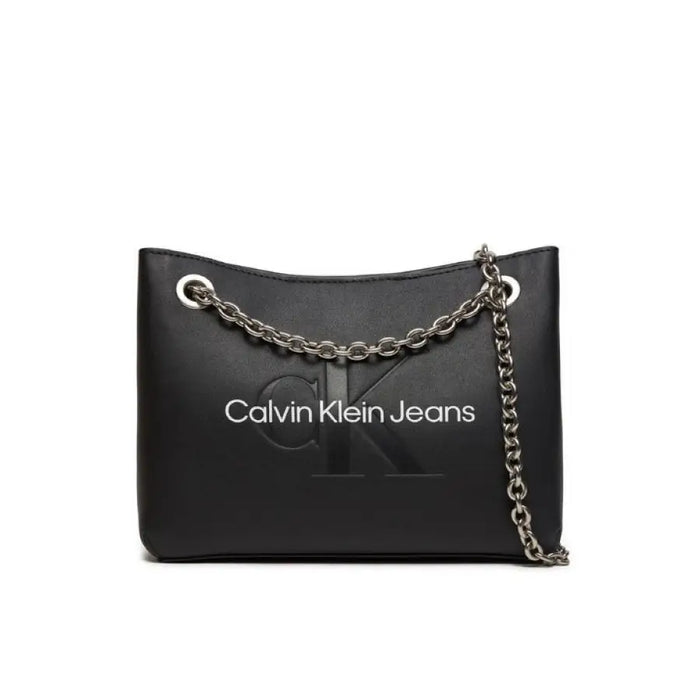 Black Calvin Klein Jeans handbag with chain strap for women by Calvin Klein