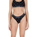 Black Calvin Klein underwear set featuring a repeating CK logo pattern for women