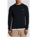 Black crew neck sweater with yellow logo for Lyle & Scott Men Knitwear