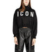 Black cropped sweatshirt featuring ICON printed in white for Icon Women Sweatshirts