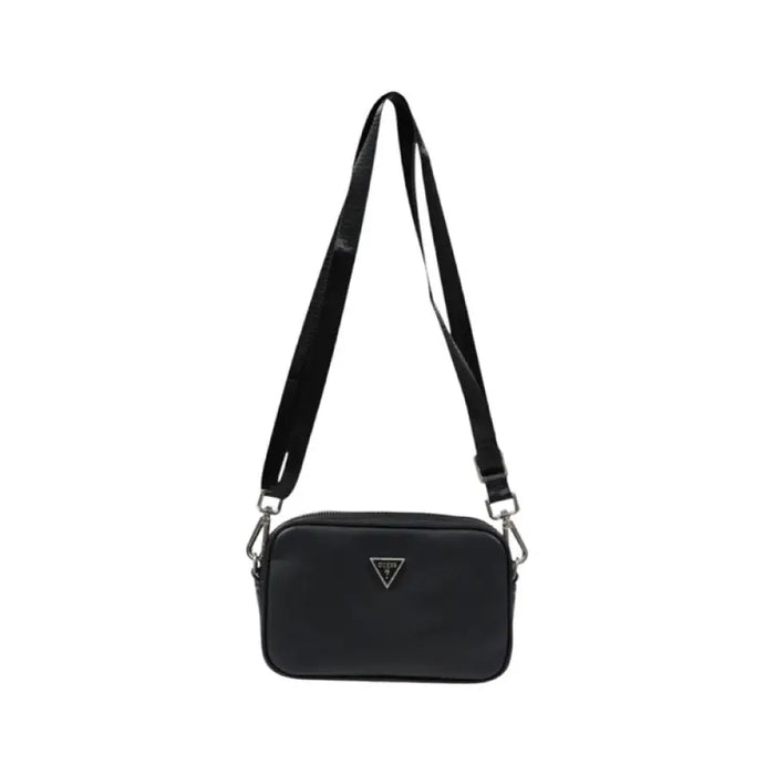 Black crossbody bag with triangular logo and adjustable strap from Guess Men’s collection