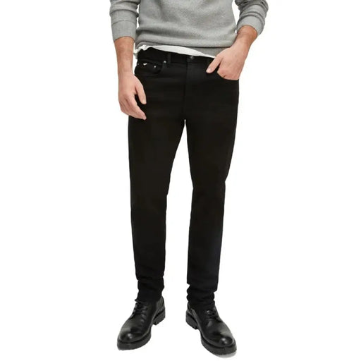 Black denim straight leg fit jeans from Gas for men, showcasing modern style and comfort