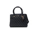 Black Guess designer handbag featuring a logo pattern and gold-tone hardware