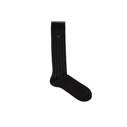 Black dress sock with vertical ribbed pattern from Emporio Armani Underwear collection