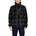 Black and gray checkered fleece zip-up jacket with a high collar by Columbia Men