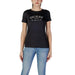 Black Guess logo t-shirt with short sleeves for women in round neck style