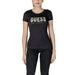 Black Guess Los Angeles logo t-shirt with short sleeves and rhinestones for women