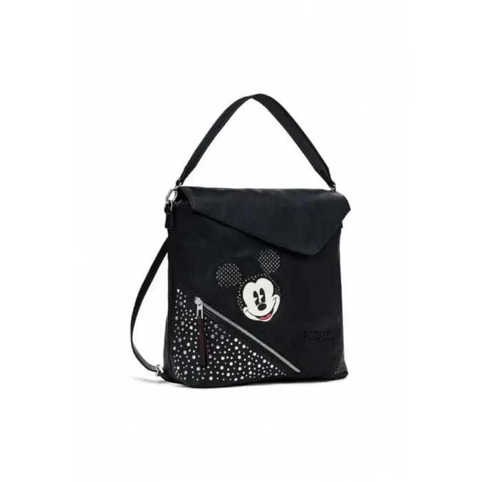 Black handbag with Mickey Mouse design and rhinestone embellishments by Desigual