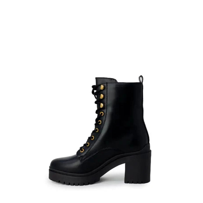 Black heeled combat boot styled Guess Women Black Ankle Boots with Zip for modern elegance