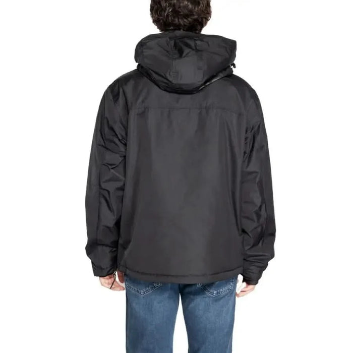 Black hooded jacket from the back for Napapijri Men Jacket collection