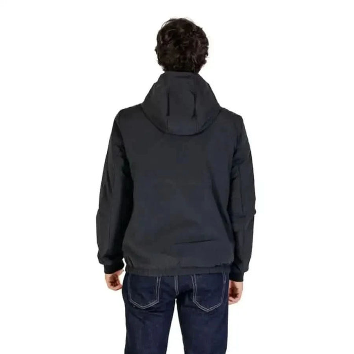 Black hooded sweatshirt viewed from behind in Calvin Klein Jeans Men Jacket collection