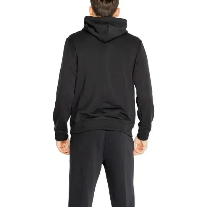 Black hooded sweatshirt from the back, featuring Calvin Klein Sport branding