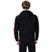 Back view of black hooded sweatshirt with white and red striped sleeves - Moschino Underwear