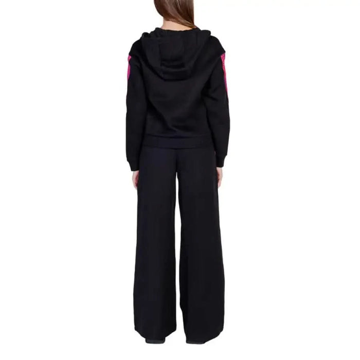 Black Hooded Tracksuit with Pink Accents in EA7 Women’s Jumpsuit with Zip