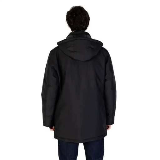 Black hooded winter coat back view from Boss - Boss Men Jacket collection